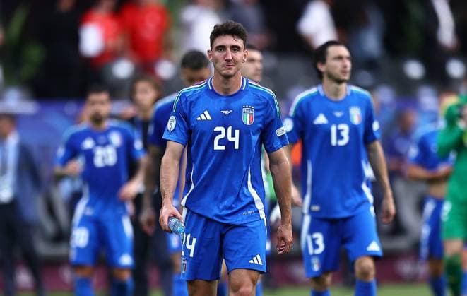Andrea Cambiaso of Italy of Italy looks dejected after the match Switzerland v Italy, UEFA European Championship, EM, Europameisterschaft 2024, Round of 16, Football, Olympiastadion, Berlin, Germany - 29 Jun 2024 EDITORIAL USE ONLY No use with unauthorised audio, video, data, fixture lists, club league logos or live services. Online in-match use limited to 120 images, no video emulation. No use in betting, games or single club league player publications. Copyright: xMichaelxZemanek Shutterstockx 14562039cj