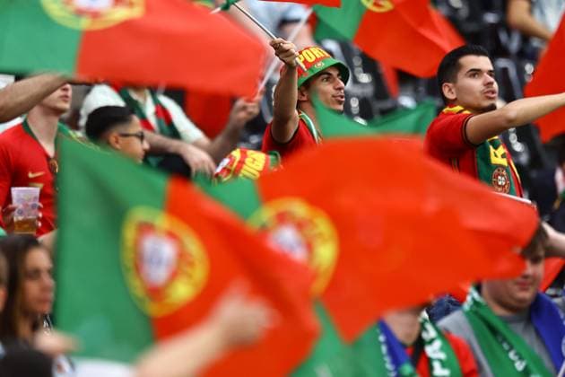 Portugal fans in the stands Portugal v Slovenia, UEFA European Championship, EM, Europameisterschaft 2024, Round of 16, Football, Frankfurt Arena, Frankfurt, Germany - 01 Jul 2024 EDITORIAL USE ONLY No use with unauthorised audio, video, data, fixture lists, club league logos or live services. Online in-match use limited to 120 images, no video emulation. No use in betting, games or single club league player publications. Copyright: xMichaelxZemanek Shutterstockx 14566640p