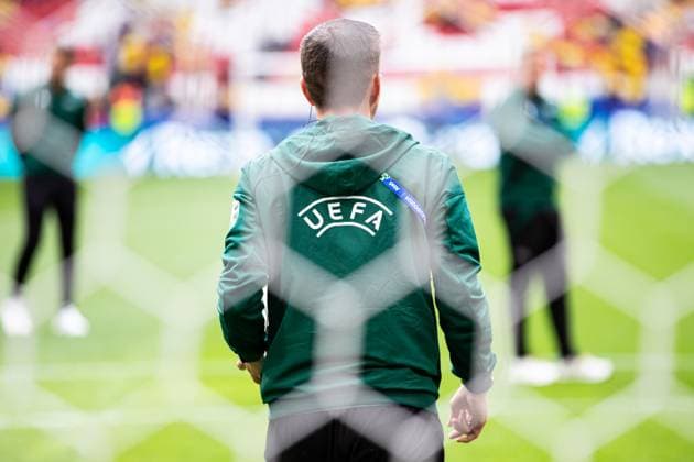 Back logo UEFA through the goal net GER, Romania ROM vs Netherlands NED , European Football Championship, UEFA EURO 2024, Round of 16, 02 07 2024 GER, Romania ROM vs Netherlands NED , European Football Championship, UEFA EURO 2024, Round of 16, 02 07 2024 Munich Copyright: xEibner-Pressefoto RogerxBuerkex EP