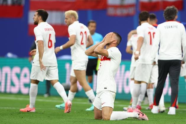 Merih Demiral of Türkiye celebrates their goal to make it 1-0 Austria v Turkiye, UEFA European Championship, EM, Europameisterschaft 2024, Round of 16, Football, Leipzig Stadium, Leipzig, Germany - 02 Jul 2024 EDITORIAL USE ONLY No use with unauthorised audio, video, data, fixture lists, club league logos or live services. Online in-match use limited to 120 images, no video emulation. No use in betting, games or single club league player publications. Copyright: xKieranxMcManus Shutterstockx 14566650y