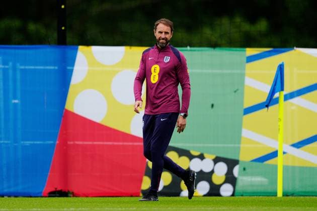 Gareth Southgate manager of England England Training & press conference, PK, Pressekonferenz UEFA European Championship, EM, Europameisterschaft 2024, Quarter Final, Football, Spa & Golf Resort Weimarer Land, Blankenhain, Germany, 03 Jul 2024 EDITORIAL USE ONLY No use with unauthorised audio, video, data, fixture lists, club league logos or live services. Online in-match use limited to 120 images, no video emulation. No use in betting, games or single club league player publications. Copyright: xDavexShopland Shutterstockx 14568226h
