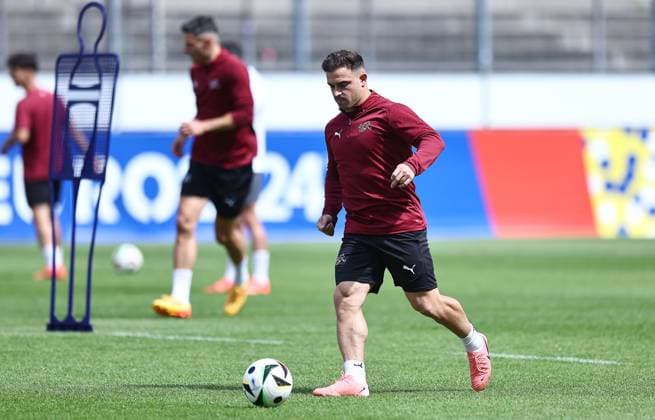 EURO 2024, Nationalteam Schweiz Training Xherdan Shaqiri of Switzerland Switzerland Training, UEFA European Championship, EM, Europameisterschaft 2024, Quarter Final, Football, Stadion auf der Waldau, Stuttgart, Germany, 05 Jul 2024 EDITORIAL USE ONLY No use with unauthorised audio, video, data, fixture lists, club league logos or live services. Online in-match use limited to 120 images, no video emulation. No use in betting, games or single club league player publications. Copyright: xMichaelxZemanek Shutterstockx 14571352f