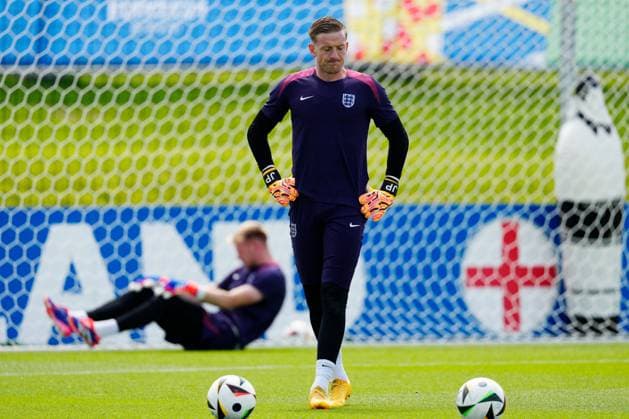 EURO 2024, Nationalteam England Training Jordan Pickford of England England Training, UEFA European Championship, EM, Europameisterschaft 2024, Quarter Final, Football, Spa & Golf Resort Weimarer Land, Blankenhain, Germany, 05 Jul 2024 EDITORIAL USE ONLY No use with unauthorised audio, video, data, fixture lists, club league logos or live services. Online in-match use limited to 120 images, no video emulation. No use in betting, games or single club league player publications. Copyright: xDavexShopland Shutterstockx 14568246c