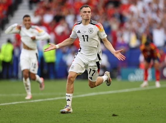 05 07 2024, European Football Championship, UEFA EURO 2024, Spain Germany, quarter-final, Stuttgart Arena, v l , Goal celebration, celebrate the goal by Florian Wirtz Germany , Goal celebration, celebrate the goal Copyright: HMBxMedia