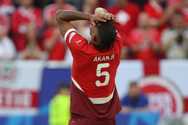 Manuel Akanji Switzerland is disappointed, UEFA EURO 2024 Quarter final, England vs Switzerland, Arena Dusseldorf on July 06, 2024 in Dusseldorf, Germany Photo by Oliver Kaelke DeFodi Images Manuel Akanji Switzerland looks dejected, UEFA EURO 2024 Quarter final, England vs Switzerland, Arena Dusseldorf on July 6, 2024 in Dusseldorf, Germany Photo by Oliver Kaelke DeFodi Images Defodi 678 2024 07 06 OK ENGSUI 3287 Defodi-678