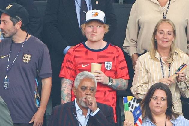 Ed Sheeran watches from the stands Netherlands v England, UEFA European Championship, EM, Europameisterschaft 2024, Semi Final, Football, BVB Stadion, Dortmund, Germany, 10 Jul 2024 EDITORIAL USE ONLY No use with unauthorised audio, video, data, fixture lists, club league logos or live services. Online in-match use limited to 120 images, no video emulation. No use in betting, games or single club league player publications. Copyright: xKieranxMcManus Shutterstockx 14576895ak