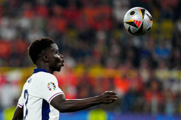 Bukayo Saka of England Netherlands v England, UEFA European Championship, EM, Europameisterschaft 2024, Semi Final, Football, BVB Stadion, Dortmund, Germany - 10 Jul 2024 EDITORIAL USE ONLY No use with unauthorised audio, video, data, fixture lists, club league logos or live services. Online in-match use limited to 120 images, no video emulation. No use in betting, games or single club league player publications. Copyright: xDavexShopland Shutterstockx 14576902cg