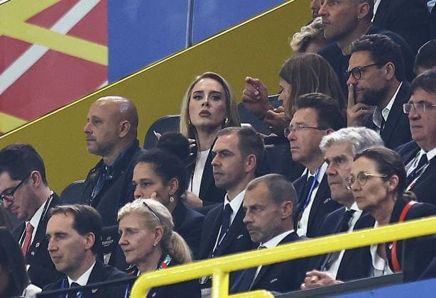 English singer and songwriter, Adele is seen in the stands during the game Netherlands v England, UEFA European Championship, EM, Europameisterschaft 2024, Semi Final, Football, BVB Stadion, Dortmund, Germany, 10 Jul 2024 EDITORIAL USE ONLY No use with unauthorised audio, video, data, fixture lists, club league logos or live services. Online in-match use limited to 120 images, no video emulation. No use in betting, games or single club league player publications. Copyright: xMichaelxZemanek Shutterstockx 14576899cn