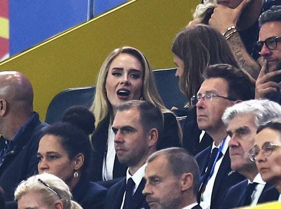 English singer and songwriter, Adele is seen in the stands during the game Netherlands v England, UEFA European Championship, EM, Europameisterschaft 2024, Semi Final, Football, BVB Stadion, Dortmund, Germany, 10 Jul 2024 EDITORIAL USE ONLY No use with unauthorised audio, video, data, fixture lists, club league logos or live services. Online in-match use limited to 120 images, no video emulation. No use in betting, games or single club league player publications. Copyright: xMichaelxZemanek Shutterstockx 14576899co