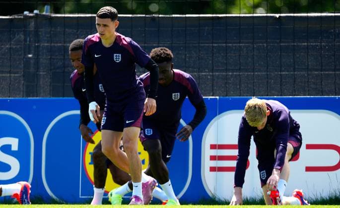 Phil Foden of England England Training, UEFA European Championship, EM, Europameisterschaft 2024, Final, Football, Spa & Golf Resort Weimarer Land, Blankenhain, Germany, 13 Jul 2024 EDITORIAL USE ONLY No use with unauthorised audio, video, data, fixture lists, club league logos or live services. Online in-match use limited to 120 images, no video emulation. No use in betting, games or single club league player publications. Copyright: xDavexShopland Shutterstockx 14583292ak