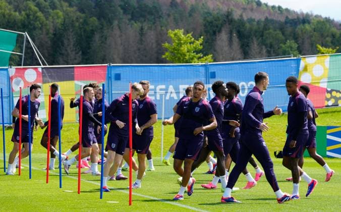 All England players training ahead of tomorrow s final vs Spain England Training, UEFA European Championship, EM, Europameisterschaft 2024, Final, Football, Spa & Golf Resort Weimarer Land, Blankenhain, Germany, 13 Jul 2024 EDITORIAL USE ONLY No use with unauthorised audio, video, data, fixture lists, club league logos or live services. Online in-match use limited to 120 images, no video emulation. No use in betting, games or single club league player publications. Copyright: xDavexShopland Shutterstockx 14583292aw