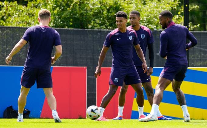 Ollie Watkins of England England Training, UEFA European Championship, EM, Europameisterschaft 2024, Final, Football, Spa & Golf Resort Weimarer Land, Blankenhain, Germany, 13 Jul 2024 EDITORIAL USE ONLY No use with unauthorised audio, video, data, fixture lists, club league logos or live services. Online in-match use limited to 120 images, no video emulation. No use in betting, games or single club league player publications. Copyright: xDavexShopland Shutterstockx 14583292bk