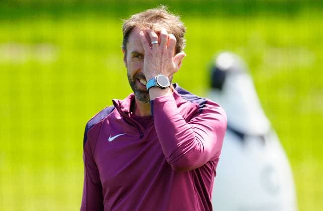 England manager Gareth Southgate England Training, UEFA European Championship, EM, Europameisterschaft 2024, Final, Football, Spa & Golf Resort Weimarer Land, Blankenhain, Germany, 13 Jul 2024 EDITORIAL USE ONLY No use with unauthorised audio, video, data, fixture lists, club league logos or live services. Online in-match use limited to 120 images, no video emulation. No use in betting, games or single club league player publications. Copyright: xDavexShopland Shutterstockx 14583292bx