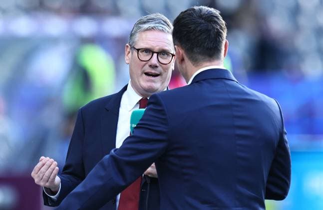Sir Keir Starmer, Prime Minister of the United Kingdom interviewed by ITV Spain v England, UEFA European Championship, EM, Europameisterschaft 2024, Final, Football, Olympiastadion, Berlin, Germany, 14 Jul 2024 EDITORIAL USE ONLY No use with unauthorised audio, video, data, fixture lists, club league logos or live services. Online in-match use limited to 120 images, no video emulation. No use in betting, games or single club league player publications. Copyright: xMichaelxZemanek Shutterstockx 14583343s