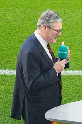 Sir Keir Starmer, Prime Minister of the United Kingdom gives an interview to ITV Spain v England, UEFA European Championship, EM, Europameisterschaft 2024, Final, Football, Olympiastadion, Berlin, Germany, 14 Jul 2024 EDITORIAL USE ONLY No use with unauthorised audio, video, data, fixture lists, club league logos or live services. Online in-match use limited to 120 images, no video emulation. No use in betting, games or single club league player publications. Copyright: xDavexShopland Shutterstockx 14583342k