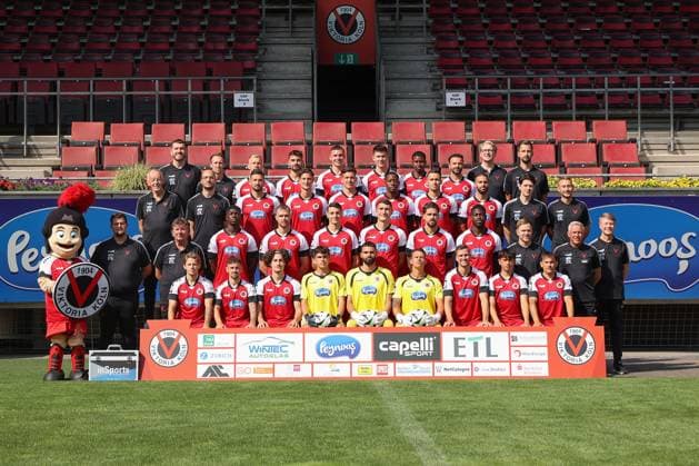 FC Viktoria Köln 3 Liga, portrait date 2024 2025, team photo, top from left Frank Schroedter physiotherapist , Tim Kruse physiotherapist , Bryan Henning , Thomas Idel , Niklas May , Benjamin Hemcke , Sidny Lopes Cabral , Albion Vrenezi , Prof Dr med Marc Horlitz team doctor internist , Florian Braband Athletic Trainer , 2nd row from left Thomas Gürtler Equipment Manager , Dr med univ Max Wittenberg Team Doctor , Patrick Koronkiewicz , Jonah Sticker, Said El Mala, Enrique Lofolomo, Kevin Pytlik, Serhat Semih Güler, Nondas Balas Videoanalyst , Patrick Loch rehab trainer , 3rd row from left mascot Viktor, Hagen Papst team manager , Dieter Schick equipment manager , Zoumana Keita , Lars Dietz , Malek El Mala , Christoph Greger , Lex Tyger Lobinger , Kwabe Schulz , Marian Wilhelm co-trainer , Olaf Janßen head coach , Dr. Eduard Gorr sports cardiologist , bottom from left Robin Velasco , Simon Handle , Donny Bogicevic , Oskar Hill , Eduardo dos Santos Haesler Dudu , Kevin Rauhut , Moritz Fritz , Luca de Meester , Florian Engelhardt team photo, team photo, team, group photo North Rhine-Westphalia Germany
