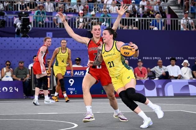 OLY24 3X3 BASKETBALL, Marena Whittle of Australia during the Women?s 3x3 Basketball match between Australia and Canada at La Concorde Urban Park as part of the 2024 Paris Summer Olympic Games, Olympische Spiele, Olympia, OS in Paris, France, Tuesday, July 30, 2024. ( NO ARCHIVING, EDITORIAL USE ONLY, NO USE IN BOOKS WITHOUT CONSENT PARIS FRANCE Copyright: xJOELxCARRETTx 20240731119193978652