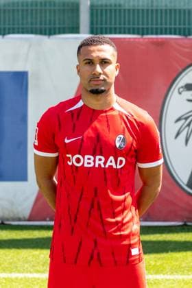 Daniel Kofi Kyereh SC Freiburg, 11 GER, SC Freiburg, 1 BL, portrait date 2024 2025, 08 08 2024, GER, SC Freiburg, 1 BL, portrait date 2024 2025, 08 08 2024 Freiburg Copyright: xEibner-Pressefoto WolfgangxFrankx EP_WFK