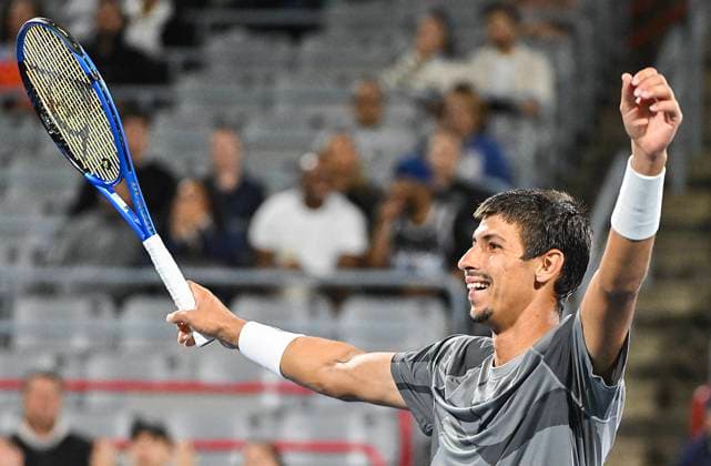 August 11, 2024, Montreal, Pq, Canada: Alexei Popyrin, of Australia, reacts after defeating Sebastian Korda, of the United States, in their semifinal match at the National Bank Open tennis tournament in Montreal, Sunday, Aug. 11, 2024. Alexei Popyrin, Sebastian Korda, - ZUMAc35_ 20240811_zaf_c35_158 Copyright: xGrahamxHughesx