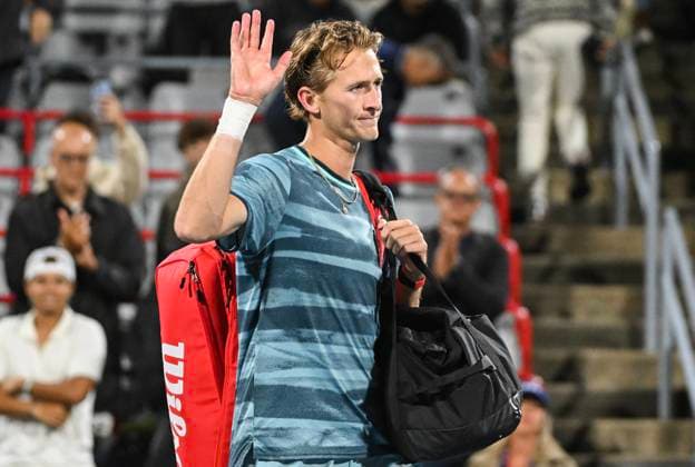 August 11, 2024, Montreal, Pq, Canada: Sebastian Korda, of the United States, waves to the crowd following his defeat to Alexei Popyrin, of Australia, in their semifinal match at the National Bank Open tennis tournament in Montreal, Sunday, Aug. 11, 2024. Alexei Popyrin, Sebastian Korda, - ZUMAc35_ 20240811_zaf_c35_161 Copyright: xGrahamxHughesx