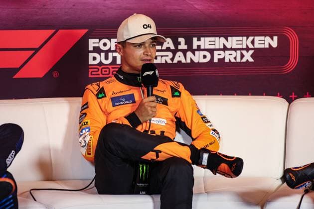 NORRIS Lando (gbr), McLaren F1 Team MCL38, portrait press conference, PK, Pressekonferenz during the Formula 1 Heineken Dutch Grand Prix 2024, 15th round of the 2024 Formula One World Championship, WM, Weltmeisterschaft from August 23 to 25, 2024 on the Circuit Zandvoort, in Zandvoort, Netherlands - F1 - DUTCH GRAND PRIX 2024 DPPI Panoramic 240824_R15_OLANDA_DP_XB3_5126