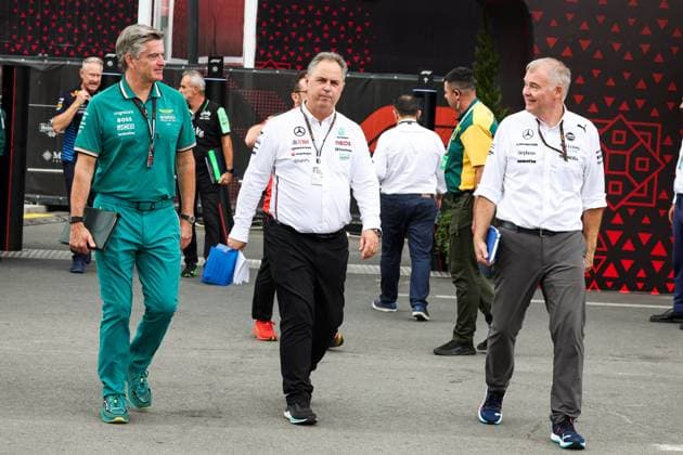 STEVENSON Andy, Sporting Director of Aston Martin F1 Team, MEADOWS Ron, Sporting Director of Mercedes AMG F1 Team, REDDING James, Team Manager of Williams Racing, portrait, during the Formula 1 Azerbaijan Grand Prix 2024, 17th round of the 2024 Formula One World Championship, WM, Weltmeisterschaft from September 13 to 15, 2024 on the Baku City Circuit, in Baku, Azerbaijan - F1 - AZERBAIJAN GRAND PRIX 2024 DPPI Panoramic 240913_R17_AZERBAIJAN_DP_FG0O1398