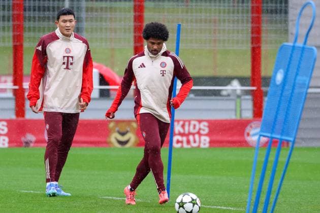 Serge Gnabry FC Bayern Muenchen, 07 with ball during training in the rain, Final training, FC Bayern Muenchen, Football, UEFA Champions League, Matchday 1, Season 24 25, 16 09 2024, Final training, FC Bayern Muenchen, Football, UEFA Champions League, Matchday 1, Season 24 25, 16 09 2024 Muenchen Copyright: xEibner-Pressefoto JennixMaulx EP_JML