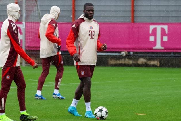 Dayot Upamecano FC Bayern Muenchen, 02 at training in the rain, Final training, FC Bayern Muenchen, Football, UEFA Champions League, Matchday 1, Season 24 25, 16 09 2024, Final training, FC Bayern Muenchen, Football, UEFA Champions League, Matchday 1, Season 24 25, 16 09 2024 Muenchen Copyright: xEibner-Pressefoto JennixMaulx EP_JML