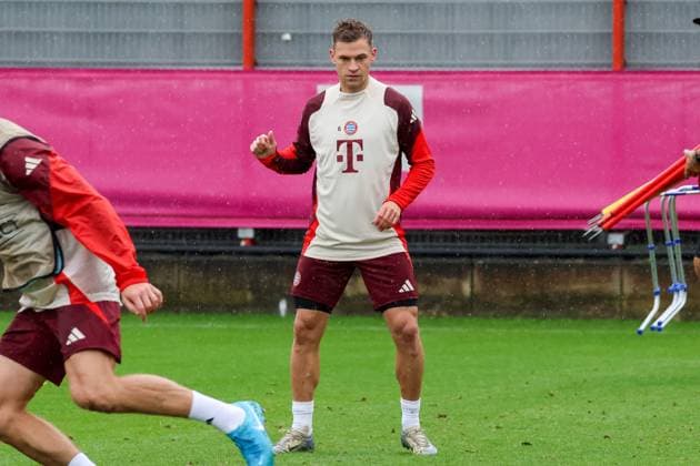 Joshua Kimmich FC Bayern Muenchen, 06 at training in the rain, Final training, FC Bayern Muenchen, Football, UEFA Champions League, Matchday 1, Season 24 25, 16 09 2024, Final training, FC Bayern Muenchen, Football, UEFA Champions League, Matchday 1, Season 24 25, 16 09 2024 Muenchen Copyright: xEibner-Pressefoto JennixMaulx EP_JML