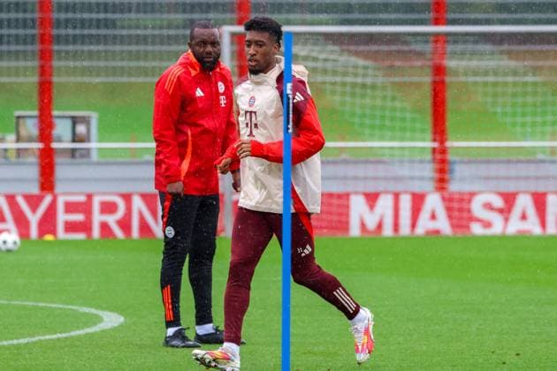Kingsley Coman FC Bayern Muenchen, 11 at training in the rain, Final training, FC Bayern Muenchen, Football, UEFA Champions League, Matchday 1, Season 24 25, 16 09 2024, Final training, FC Bayern Muenchen, Football, UEFA Champions League, Matchday 1, Season 24 25, 16 09 2024 Muenchen Copyright: xEibner-Pressefoto JennixMaulx EP_JML