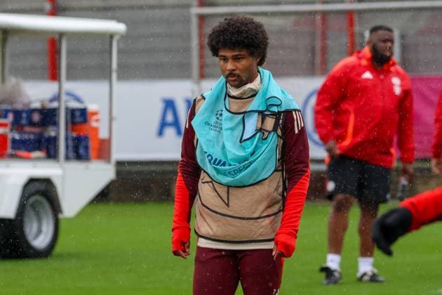 Serge Gnabry FC Bayern Muenchen, 07 at training in the rain, Final training, FC Bayern Muenchen, Football, UEFA Champions League, Matchday 1, Season 24 25, 16 09 2024, Final training, FC Bayern Muenchen, Football, UEFA Champions League, Matchday 1, Season 24 25, 16 09 2024 Muenchen Copyright: xEibner-Pressefoto JennixMaulx EP_JML