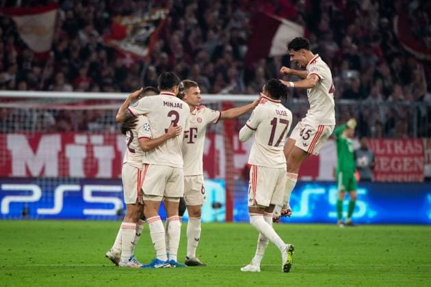 Raphael Guerreiro FC Bayern Muenchen, 22 , Joshua Kimmich FC Bayern Muenchen, 06 , Michael Olise FC Bayern Muenchen, 17 , Aleksandar Pavlovic FC Bayern Muenchen, 45 celebrate the goal for 2 0, GER, FC Bayern Muenchen vs GNK Dinamo Zagreb, Football, Champions League, Matchday 1, Season 2024 2025, 17 09 2024 GER, FC Bayern Muenchen vs GNK Dinamo Zagreb, Football, Champions League, Matchday 1, Season 2024 2025, 17 09 2024 Muenchen Copyright: xEibner-Pressefoto Memmlerx EP_MMR