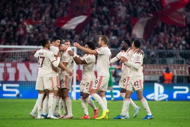 Raphael Guerreiro FC Bayern Muenchen, 22 , Dayot Upamecano FC Bayern Muenchen, 02 , Min Jae Kim FC Bayern Muenchen, 03 , Michael Olise FC Bayern Muenchen, 17 , Harry Kane FC Bayern Muenchen, 09 , Alphonso Davies FC Bayern Muenchen, 19 , Jamal Musiala FC Bayern Muenchen, 42 celebrate the goal for 2 0, GER, FC Bayern Muenchen vs GNK Dinamo Zagreb, Football, Champions League, Matchday 1, Season 2024 2025, 17 09 2024 GER, FC Bayern Muenchen vs GNK Dinamo Zagreb, Football, Champions League, Matchday 1, Season 2024 2025, 17 09 2024 Muenchen Copyright: xEibner-Pressefoto Memmlerx EP_MMR