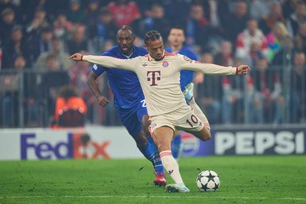 Leroy SANE, FCB 10 scores, shoots goal , Tor, Treffer, Torschuss, in the group league match FC BAYERN MUENCHEN - DINAMO ZAGREB 9-2 of football UEFA Champions League in season 2024 2025 in Munich, Sep 17, 2024 , FCB, 1. Spieltag, München