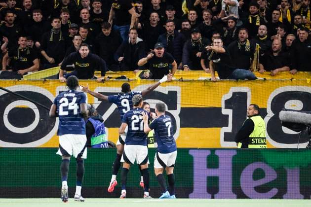 Jhon Duran Aston Villa, 09 provokes the fans of BSC Young Boys , Football, UEFA Champions League, Matchday 1, 2024 2025, Young Boys Bern vs Aston Villa, 17 09 2024, Stadion Wankdorf, Bern, Switzerland Bern Stadion Wankdorf Bern Switzerland Copyright: xGrantxHubbsx