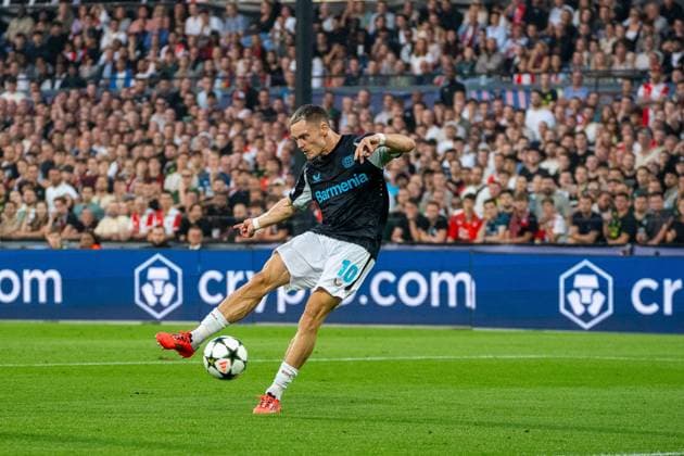 Goal by Florian Wirtz Bayer Leverkusen, 10 to 0 3 Feyenoord Rotterdam vs Bayer Leverkusen, Football, Champions League, Matchday 1, Season 2024 2025, 19 09 2024 Feyenoord Rotterdam vs Bayer Leverkusen, Football, Champions League, Matchday 1, Season 2024 2025, 19 09 2024 Rotterdam Copyright: xEibner-Pressefoto JustinxDerondex EP_JDU