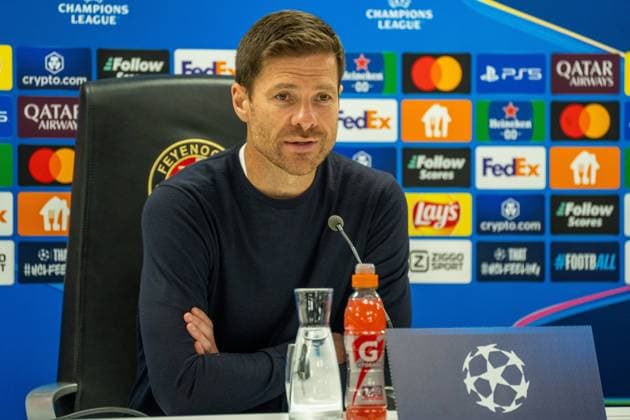 Xabi Alonso Head Coach, Bayer Leverkusen during the press conference Feyenoord Rotterdam vs Bayer Leverkusen, Football, Champions League, Matchday 1, Season 2024 2025, 19 09 2024 Feyenoord Rotterdam vs Bayer Leverkusen, Football, Champions League, Matchday 1, Season 2024 2025, 19 09 2024 Rotterdam Copyright: xEibner-Pressefoto JustinxDerondex EP_JDU