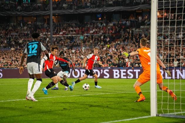 The supposed 1 4, but the referee decided on offside Feyenoord Rotterdam vs Bayer Leverkusen, Football, Champions League, Matchday 1, Season 2024 2025, 19 09 2024 Feyenoord Rotterdam vs Bayer Leverkusen, Football, Champions League, Matchday 1, Season 2024 2025, 19 09 2024 Rotterdam Copyright: xEibner-Pressefoto JustinxDerondex EP_JDU