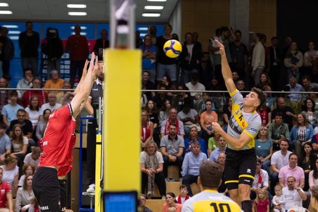 v li Maik Traumann TV Rottenburg, 06 , Tom Strohbach TSV Grafing, 15 GER, TV Rottenburg vs TSV Grafing, Volleyball, Men, 2 Bundesliga, Season 24 25, 21 09 2024, GER, TV Rottenburg vs TSV Grafing, Volleyball, Men, 2 Bundesliga, Season 24 25, 21 09 2024 Rottenburg Copyright: xEibner-Pressefoto WolfgangxFrankx EP_WFK