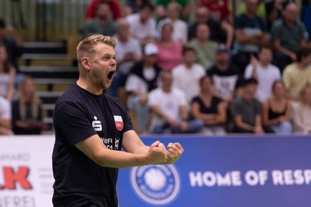 Jan Scheuermann TV Rottenburg, Coach , gestures, cheers, joy GER, TV Rottenburg vs TSV Grafing, Volleyball, Men, 2 Bundesliga, Season 24 25, 21 09 2024, GER, TV Rottenburg vs TSV Grafing, Volleyball, Men, 2 Bundesliga, Season 24 25, 21 09 2024 Rottenburg Copyright: xEibner-Pressefoto WolfgangxFrankx EP_WFK