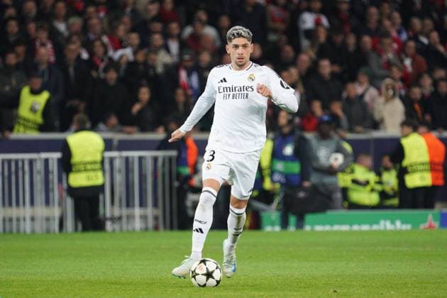 Federico Valverde of Real Madrid Lille v Real Madrid, UEFA Champions League, Group Stage, Football, Pierre Mauroy Stadium, Lille, France, 02 Oct 2024 EDITORIAL USE ONLY No use with unauthorised audio, video, data, fixture lists, club league logos or live services. Online in-match use limited to 120 images, no video emulation. No use in betting, games or single club league player publications. Copyright: xDavexWinter Shutterstockx 14750773ls