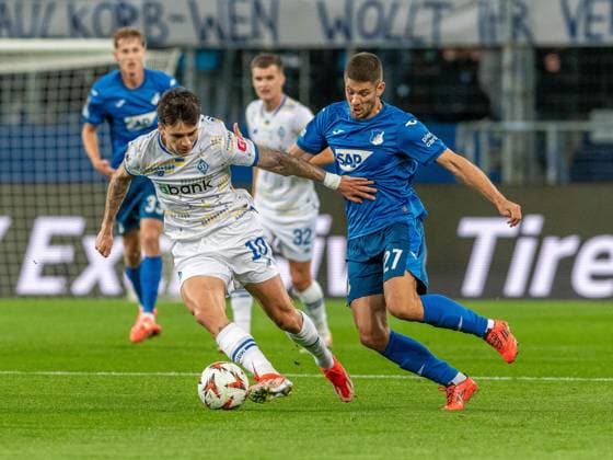 Mykola Shaparenko Dynamo Kiev 10 , 1899 Hoffenheim, 27 , duel, GER, TSG 1899 Hoffenheim vs Dynamo Kiev, Football, UEFA Europa League, Matchday 2, 2024 2025 season, 03 10 2024 GER, TSG 1899 Hoffenheim vs Dynamo Kiev, Football, UEFA Europa League, Matchday 2, 2024 2025 season, 03 10 2024 Sinsheim Copyright: xEibner-Pressefoto FlorianxSchustx EP_FSU