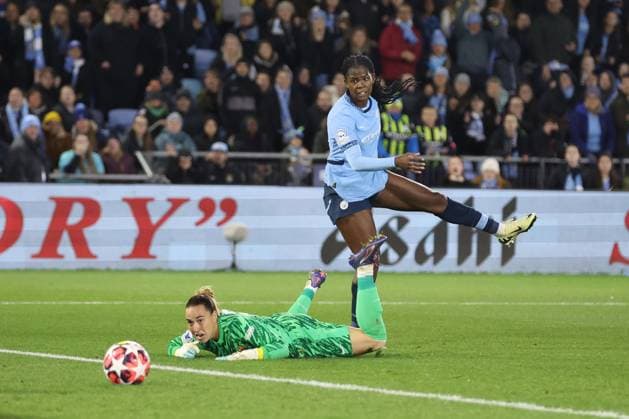 Khadija Shaw of Manchester City scores to make it 2-0 Manchester City Women v Barcelona Women, UEFA Women s Champions League, Group D, Second Leg, Football, Joie Stadium , Manchester, UK, 09 Oct 2024 EDITORIAL USE ONLY No use with unauthorised audio, video, data, fixture lists, club league logos or live services. Online in-match use limited to 120 images, no video emulation. No use in betting, games or single club league player publications. Copyright: xPaulxCurrie Shutterstockx 14767396af