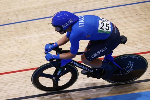 Tissot Track cycling, Rad, Radsport, Bahnrad, Bahn World Championship, WM, Weltmeisterschaft - Ballerup, Copenaghen, MenâÂÄ™s Omnium Scratch Race - Simone Consonni, Italy during Tissot 2024 Track World Championships, Track cycling race in Copenhagen, Denmark, October 19 2024 Copyright: xStefanoxCavasino IPAxSportx xipax xx IPA_50728695 IPA_Agency_IPA50728695