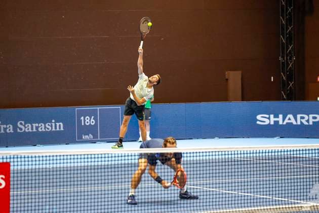 Nikola Mektic CRO and Wesley Koolhof NED , Tennis, Swiss Indoors ATP World Tour 500 , 1 8 Finals Doubles, 2024, Wesley Koolhof NED , Nikola Mektic CRO vs Francisco Cerundolo ARG , Tomas Martin Etcheverry ARG , 21 10 2024, St Jakobshalle, Basel, Switzerland Basel St Jakobshalle BS Switzerland Copyright: xGrantxHubbsx