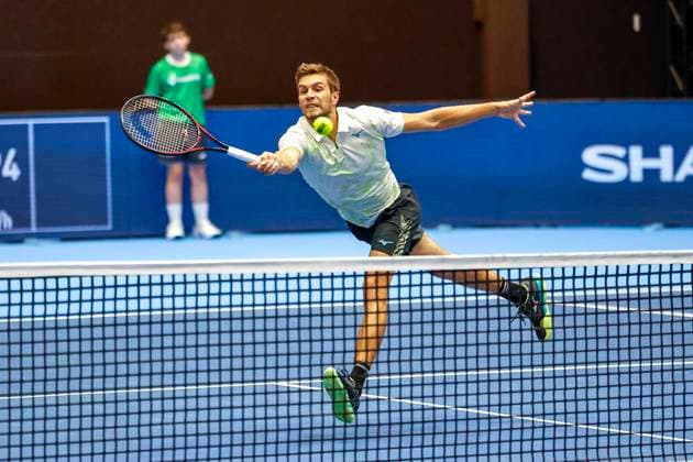 Nikola Mektic CRO , Tennis, Swiss Indoors ATP World Tour 500 , 1 8 Finals Doubles, 2024, Wesley Koolhof NED , Nikola Mektic CRO vs Francisco Cerundolo ARG , Tomas Martin Etcheverry ARG , 21 10 2024, St Jakobshalle, Basel, Switzerland Basel St Jakobshalle BS Switzerland Copyright: xGrantxHubbsx