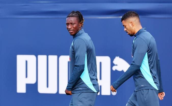 RB Leipzig Training Champions League Leipzig, 22 10 2024, RB Academy, Football, UEFA Champions League, Matchday 1, RB LEIPZIG vs FC LIVERPOOL on 23 10 2024 , Final training RB Leipzig , In the picture from l Amadou Haidara 8, RB Leipzig and Benjamin Henrichs 39, RB Leipzig , Picture Point