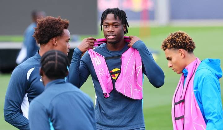RB Leipzig Training Champions League Leipzig, 22 10 2024, RB Academy, Football, UEFA Champions League, Matchday 1, RB LEIPZIG vs FC LIVERPOOL on 23 10 2024 , Final training RB Leipzig , In the picture El Chadaille Bitshiabu mi , 5, RB Leipzig , Picture Point