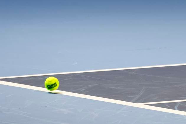 Match ball, Ball, Tennis ball , Tennis, Swiss Indoors ATP World Tour 500 , 1 16 Finals Singles, 2024, Felix Auger Aliassime CAN vs Sebastian Baez ARG , 23 10 2024, St Jakobshalle, Basel, Switzerland Basel St Jakobshalle BS Switzerland Copyright: xGrantxHubbsx