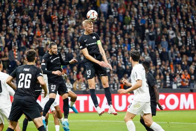 Ziga Lipuscek Rigas Futbola Skola, 43 on header , Football, UEFA Europa League, Matchday 3, 2024 2025, Eintracht Frankfurt vs Rigas Futbola Skola, 24 10 2024, Frankfurt Stadion, Frankfurt am Main, Germany Frankfurt am Main Frankfurt Stadion Hessen Germany Copyright: xGrantxHubbsx